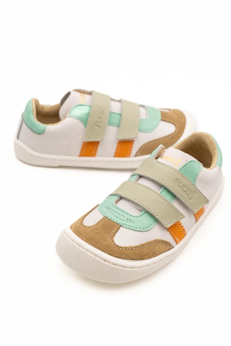 Zapatilla barefoot Serraje Salvaje Vive Andromeda Arena Blanco Maldive Papaya – Nens - Nudos Barefoot Shoes