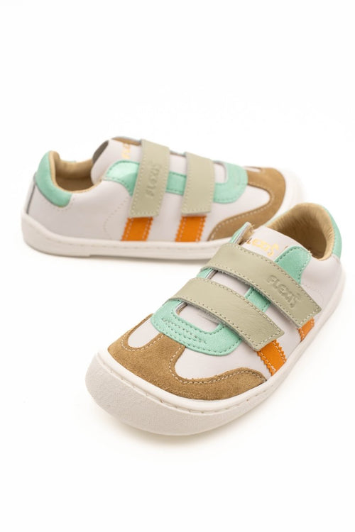 Zapatilla barefoot Serraje Salvaje Vive Andromeda Arena Blanco Maldive Papaya – Nens - Nudos Barefoot Shoes